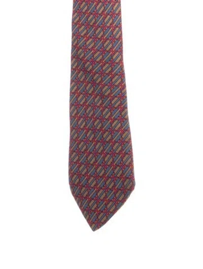 Pre-owned Hermes Men's Silk Tie In Blue