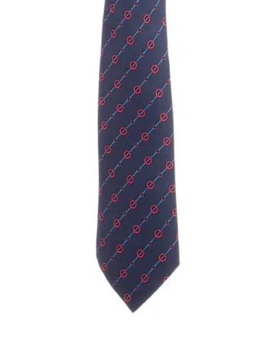 Pre-owned Hermes Men's Silk Tie In Blue