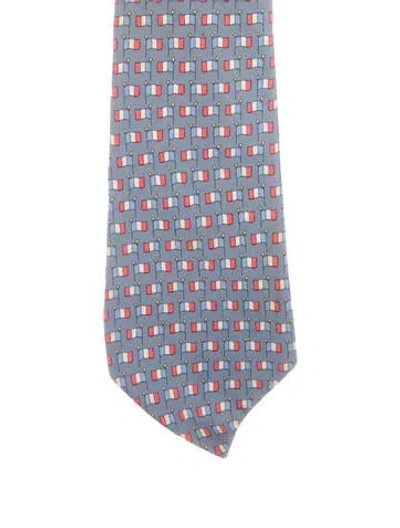 Pre-owned Hermes Men's Silk Tie In Blue