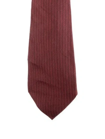 Pre-owned Hermes Men's Silk Tie In Burgundy