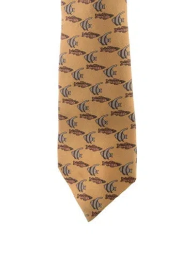 Pre-owned Hermes Men's Silk Tie In Orange