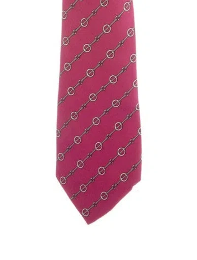 Pre-owned Hermes Men's Silk Tie In Pink