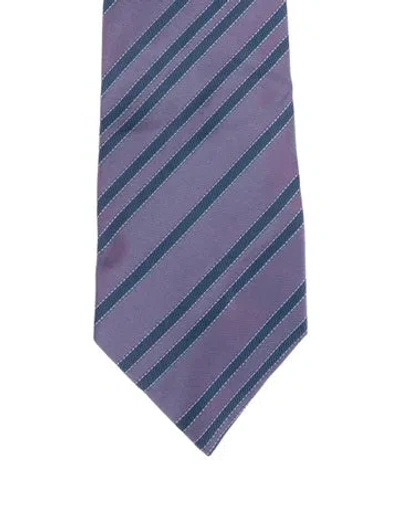 Pre-owned Hermes Men's Silk Tie In Purple