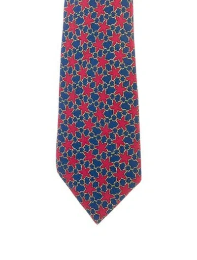 Pre-owned Hermes Men's Silk Tie In Red
