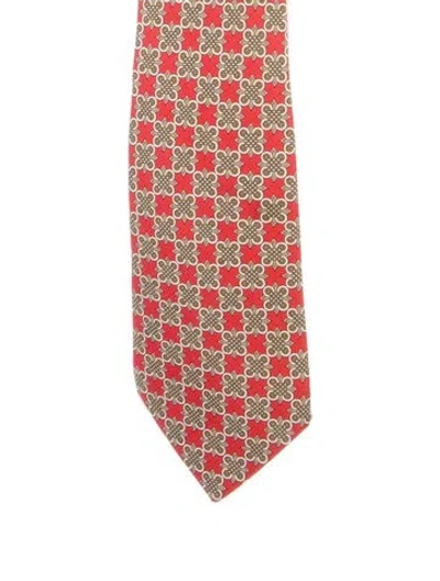 Pre-owned Hermes Men's Silk Tie In Red