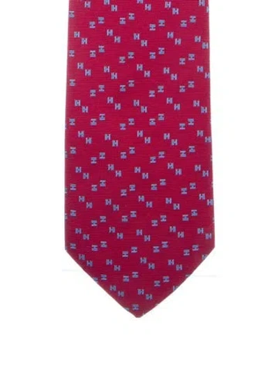 Pre-owned Hermes Men's Silk Tie In Red