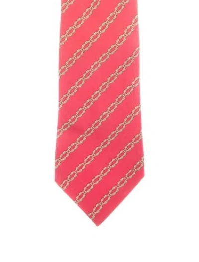 Pre-owned Hermes Men's Silk Tie In Red