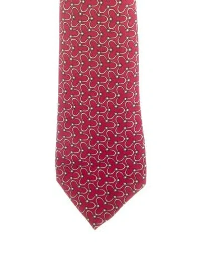 Pre-owned Hermes Men's Silk Tie In Red