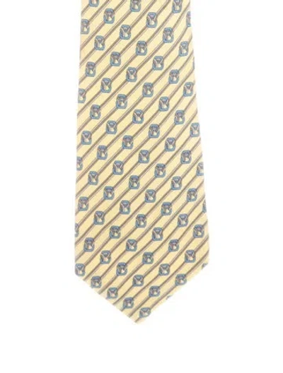 Pre-owned Hermes Men's Silk Tie In Yellow