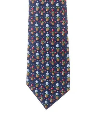 Pre-owned Hermes Men's Tie In Blue