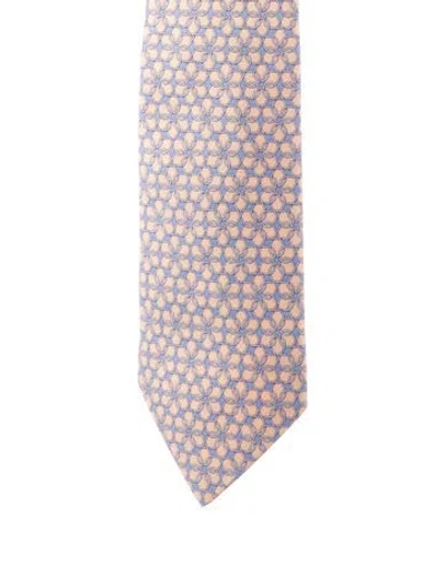 Pre-owned Hermes Men's Tie In Blue/orange