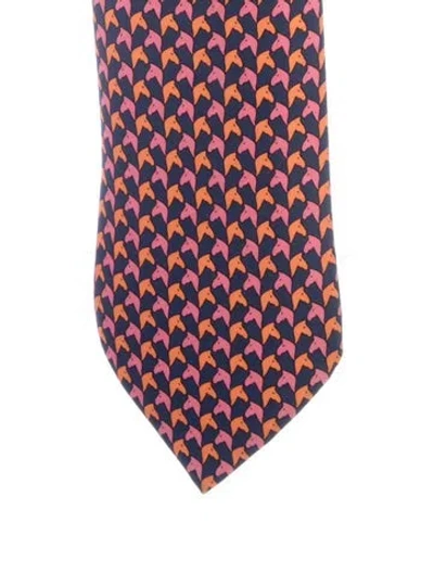 Pre-owned Hermes Men's Tie In Blue/pink