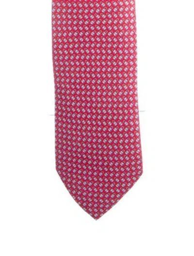 Pre-owned Hermes Men's Tie In Burgundy
