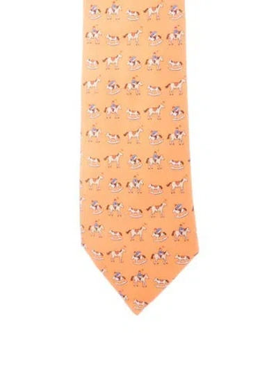 Pre-owned Hermes Men's Tie In Orange