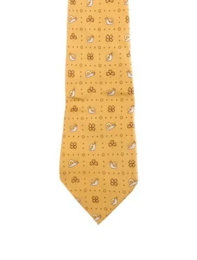 Pre-owned Hermes Men's Tie In Yellow