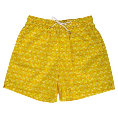 Pre-owned Hermes Men's Touches De H Jaune D'or Swim Trunks Ocean S In Yellow