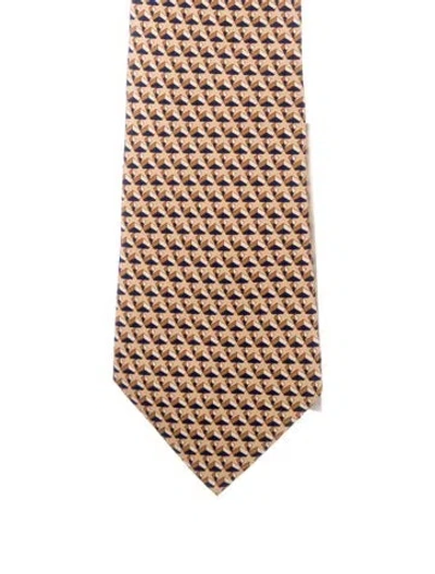 Pre-owned Hermes Mens Neutral Pattern Print Tie