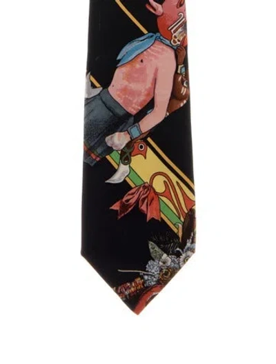 Pre-owned Hermes Mens' Silk Tie In Black