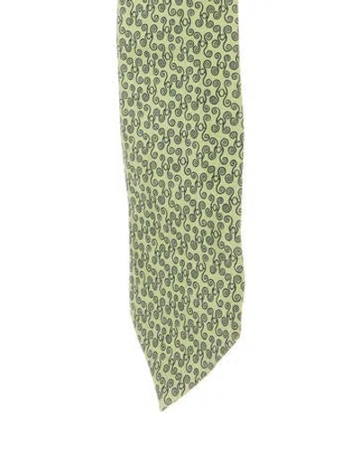 Pre-owned Hermes Mens Silk Tie In Green