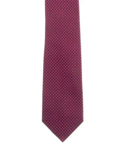 Pre-owned Hermes Mens' Silk Tie In Red