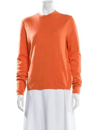Pre-owned Hermes Merino Wool Crew Neck Sweater In Orange