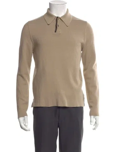 Pre-owned Hermes Merino Wool Mock Neck Polo Sweater In Brown