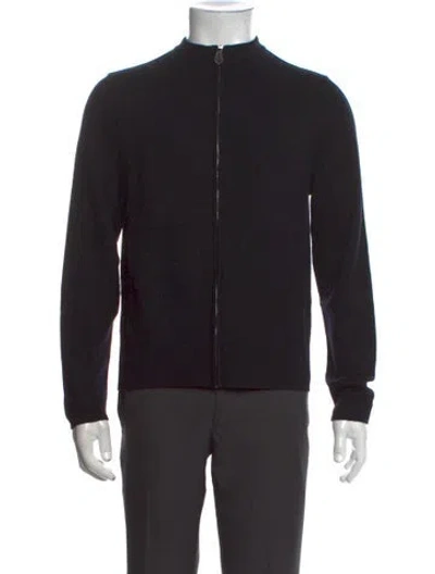 Pre-owned Hermes Merino Wool Open Front Cardigan In Black