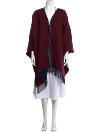 Pre-owned Hermes Merino Wool Plaid Print Sweater In Burgundy