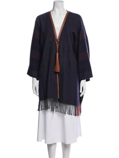 Pre-owned Hermes Merino Wool Striped Jacket In Blue