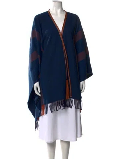 Pre-owned Hermes Merino Wool Striped Sweater In Blue