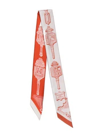 Pre-owned Hermes Merveilleuses Lanternes Silk Twilly Scarf W/ Tags In Orange
