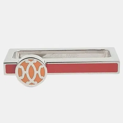 Pre-owned Hermes Metal Scarf Ring In Silver
