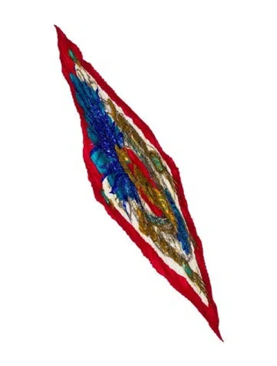 Pre-owned Hermes Mexique Silk Plissé Scarf In Multi