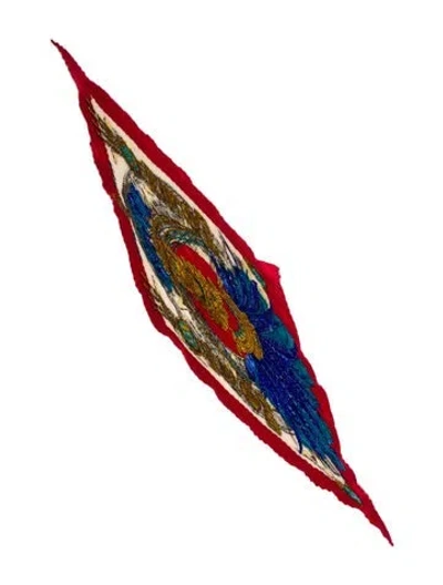 Pre-owned Hermes Mexique Silk Plissé Scarf In Red