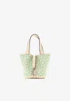 Hermes Micro Lucky Daisy Picotin In Nata, Vert And White Swift With Palladium Hardware In Brown