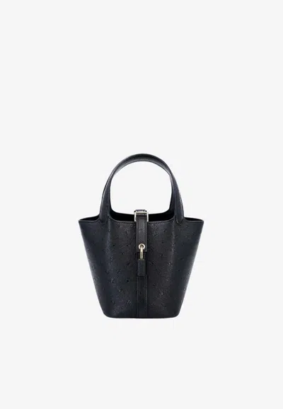 Hermes Micro Picotin Lock 14 In Black Ostrich With Gold Hardware