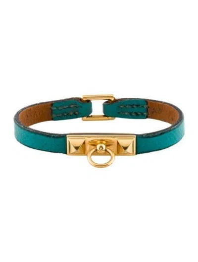 Pre-owned Hermes Micro Rivale Bracelet In Green