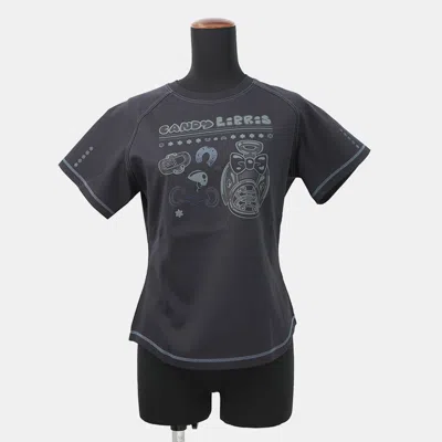 Pre-owned Hermes Micro T-shirt "cartouche" Candy Libris Size 38 Blue Noir Cotton100% In Black