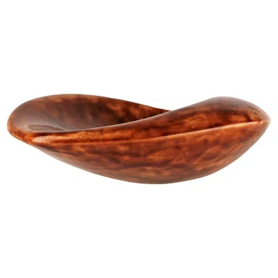Pre-owned Hermes Mid-20 C. Modern Glazed Ceramic Organic Design Bowl By French Brand Hermès Paris In Brown
