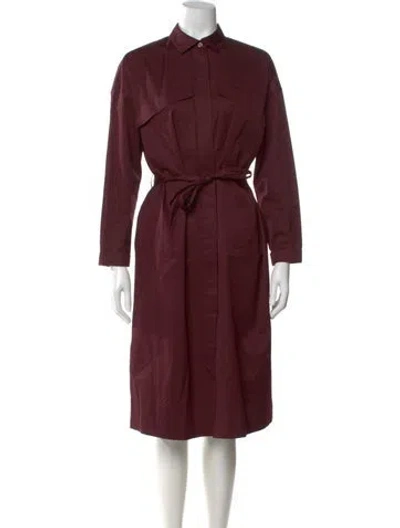 Pre-owned Hermes Midi Length Dress In Burgundy