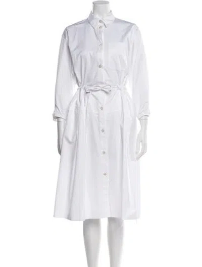 Pre-owned Hermes Midi Length Dress In White