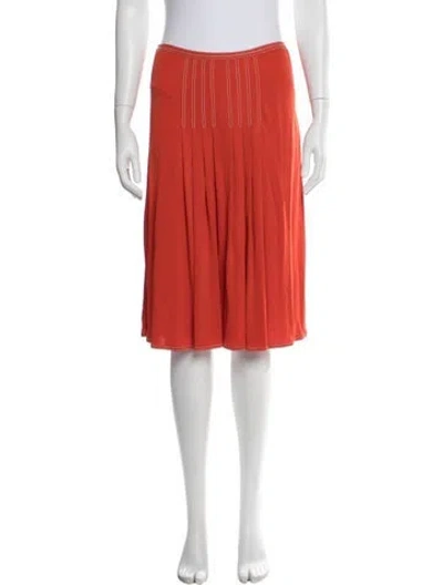 Pre-owned Hermes Midi Length Skirt In Orange