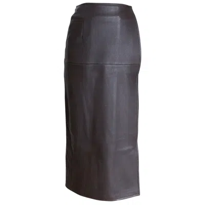 Pre-owned Hermes Midi Wrap Skirt Deer Leather 38 / 4 In Black
