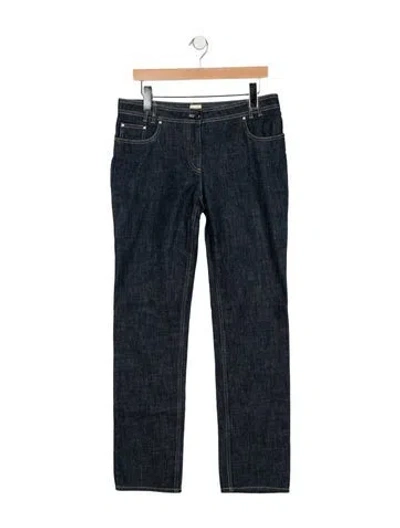 Pre-owned Hermes Mid-rise Straight Leg Jeans In Blue