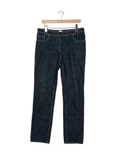 Pre-owned Hermes Mid-rise Straight Leg Jeans In Blue