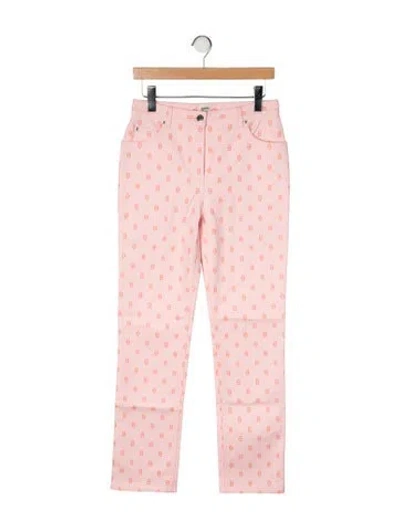 Pre-owned Hermes Mid-rise Straight Leg Jeans In Pink