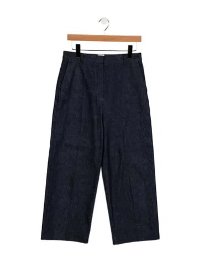 Pre-owned Hermes Mid-rise Wide Leg Jeans In Blue