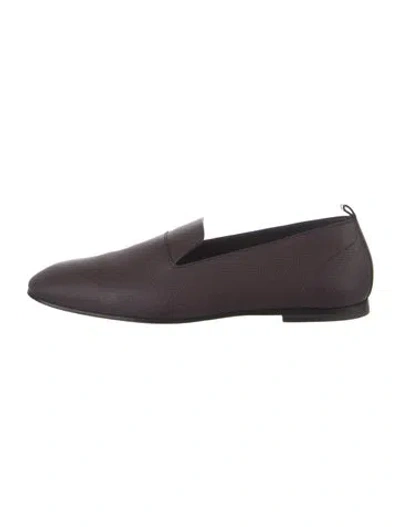 Pre-owned Hermes Milano Leather Loafers In Brown