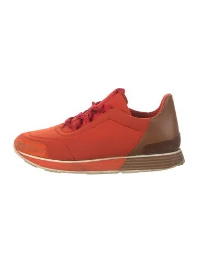 Pre-owned Hermes Miles Athletic Sneakers In Orange/red