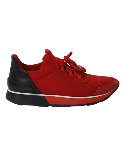 Pre-owned Hermes Miles Low-top Sneakers In Red Canvas